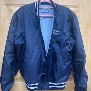 Vintage Swingster State Farm Insurance Satin Bomber Jacket Navy Blue M